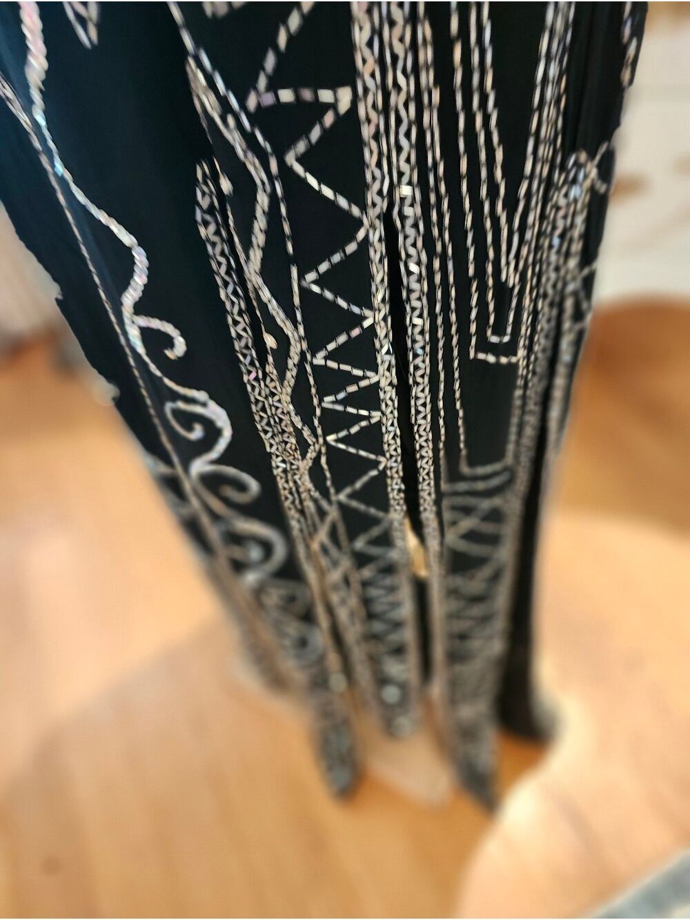 Vintage Lillie Rubin Art Deco Black & Silver Beaded Sequin Evening Dress 6 - Picture 6 of 11